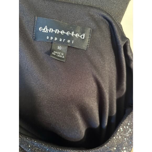 CONNECTED APPAREL Short Cap Sleeve Glitter Knit Dress in Gunmetal Sz 10 Women’s - Picture 9 of 10
